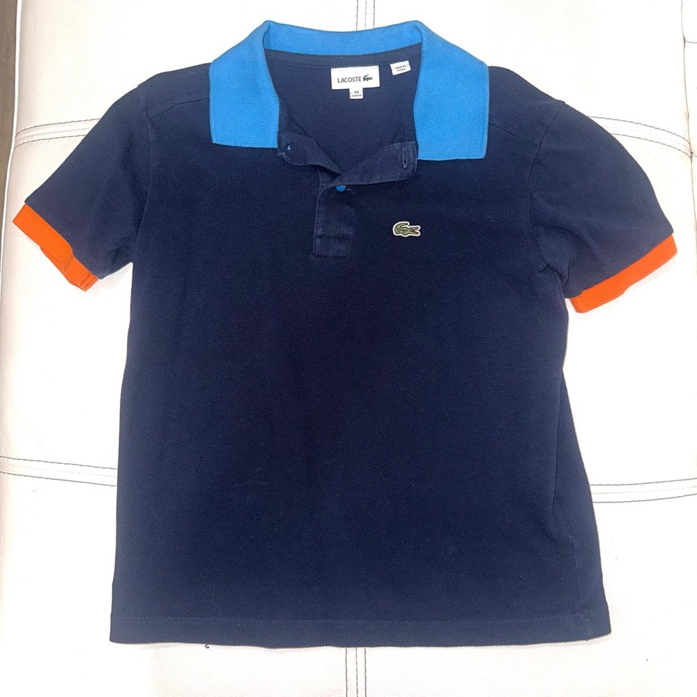 Lacoste KIDS' CONTRAST COLLAR COTTON PIQUÉ POLO